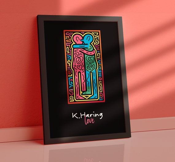 Keith Haring Poster, iconic Haring Style for modern home | Keith Haring print, printable wall art, love poster, Keith Hare, pop art