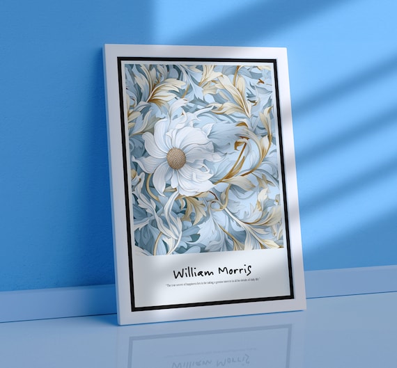 William Morris Print - flower market | light blue wall art, printable digital download, William Morris Poster