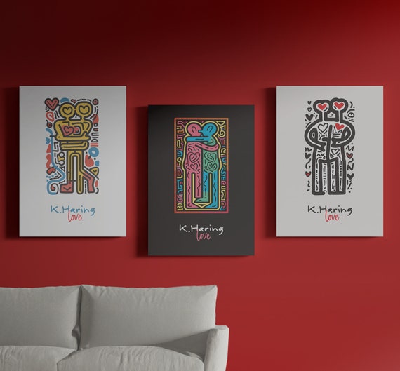 Keith Haring Poster, iconic Haring Style for modern home | Keith Haring print, printable wall art, love poster, Keith Hare, pop art