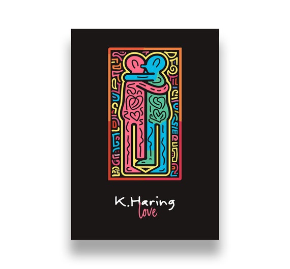 Keith Haring Poster, iconic Haring Style for modern home | Keith Haring print, printable wall art, love poster, Keith Hare, pop art
