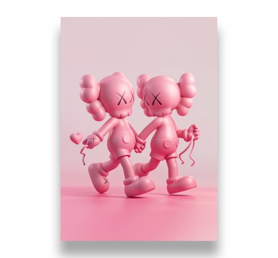 Kaws poster set of 3, Kaws figure | Kaws poster, 3 piece wall art, Kaws wall art, Kaws figure, digital download, Hypebeast figure, pink Kaws