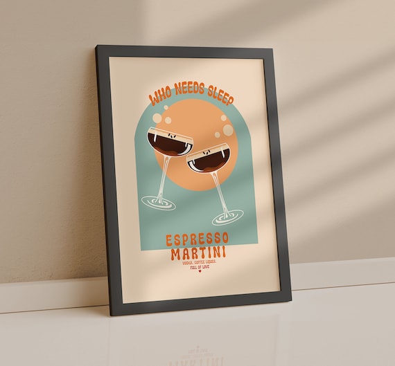 Espresso Martini Print | cocktail poster, bar cart art, digital download, espresso martini, cocktail wall art