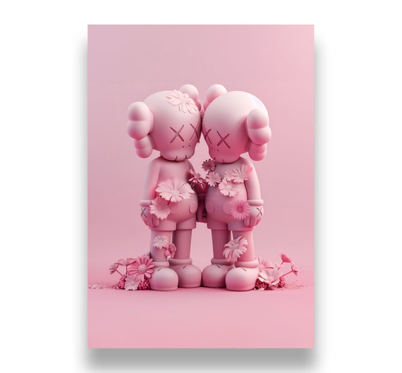 Kaws poster set of 3, Kaws figure | Kaws poster, 3 piece wall art, Kaws wall art, Kaws figure, digital download, Hypebeast figure, pink Kaws