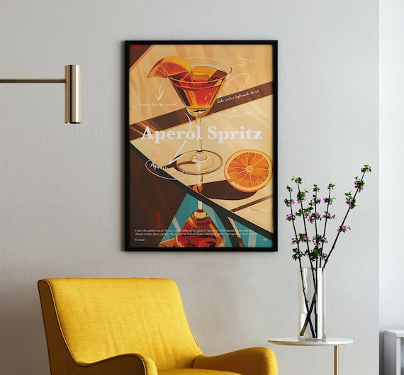 aperol spritz print, cocktail print | cheers print, 3 piece wall art, cocktail recipe, signature drink, set of 3, digital download