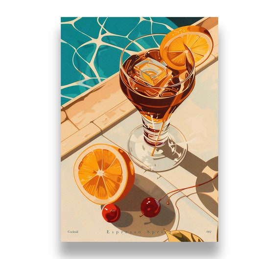 espresso spritz, cocktail print | 3 piece wall art, bar cart print, cocktail poster, signature drink, digital download, set of 3