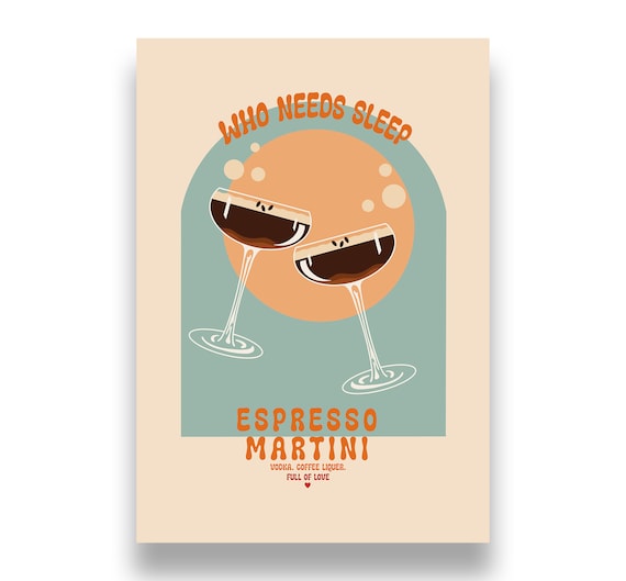 Espresso Martini Print | cocktail poster, bar cart art, digital download, espresso martini, cocktail wall art