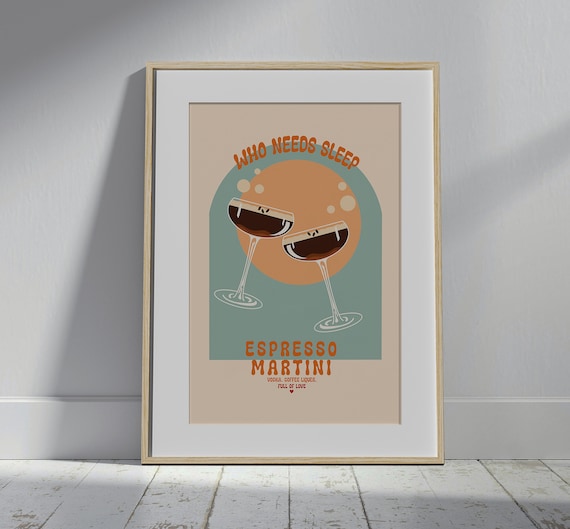 Espresso Martini Print | cocktail poster, bar cart art, digital download, espresso martini, cocktail wall art