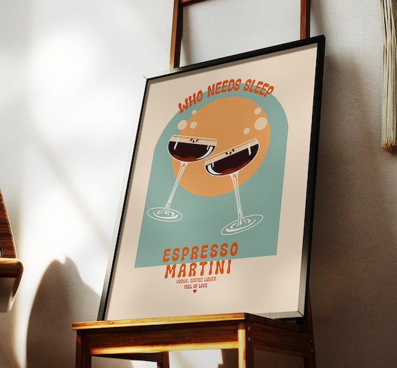 Espresso Martini Print | cocktail poster, bar cart art, digital download, espresso martini, cocktail wall art