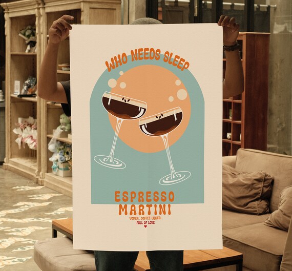 Espresso Martini Print | cocktail poster, bar cart art, digital download, espresso martini, cocktail wall art