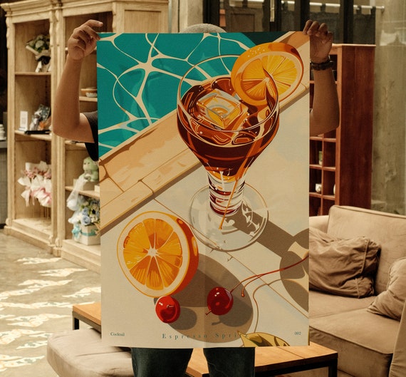 espresso spritz, cocktail print | 3 piece wall art, bar cart print, cocktail poster, signature drink, digital download, set of 3