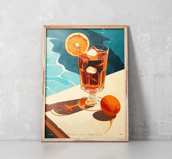 espresso spritz, cocktail print | 3 piece wall art, bar cart print, cocktail poster, signature drink, digital download, set of 3