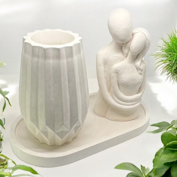 Set of 3 Home Decor | candle holders, mini vase, EDC tray, concrete home decor, housewarming gift, small home decor set, 15B