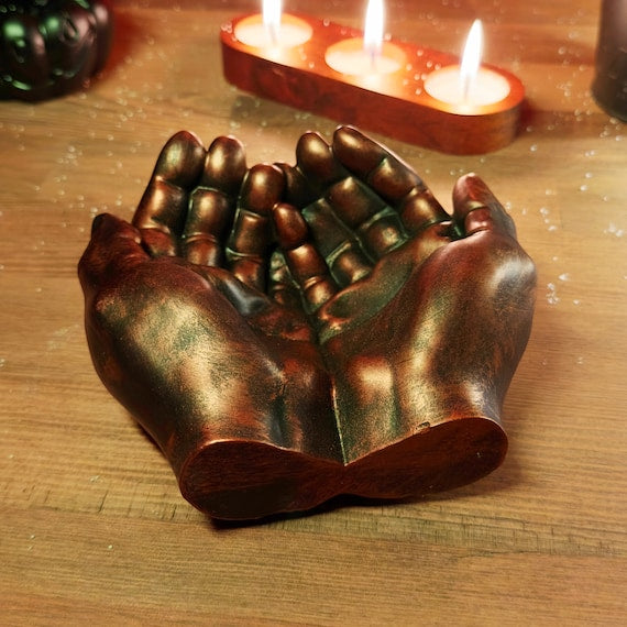 Fall Hosting Decor, EDC Tray | Hand-Shaped Key Tray, Key Organizer & Holder | housewarming and meditation gift, 15B