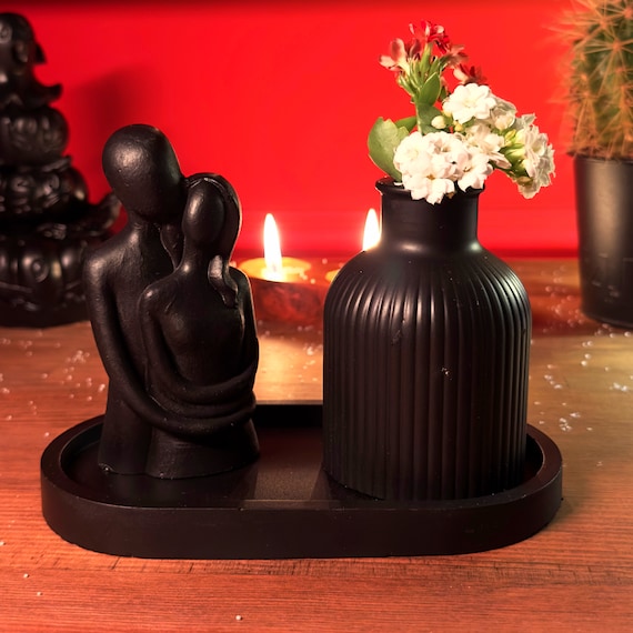 Concrete Candlestick Holder & Vase - Perfect Housewarming or Holiday Gift, Small Home Decor, Mini Candlestick for Modern Home Decoration,15B