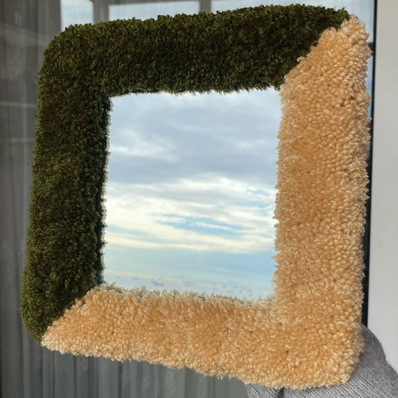 Tufted Wall Hanging - Handmade Small Wall Mirror | fall hosting decor, home decor, colorful wall mirror, housewarming gift, wall decor