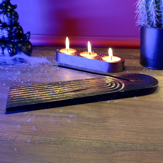 Round Shaped Incense Holder|fall hosting decor, long incense burner, concrete decor, housewarming gift, home decoration, 10 color opts, 15B