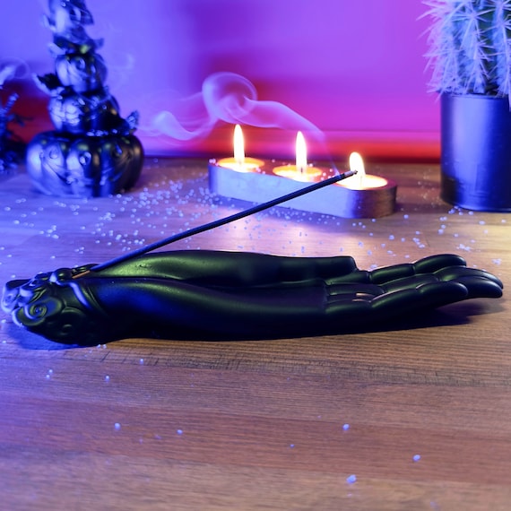 Hand Shaped Incense Holder, fall hosting decor | long incense burner, home decoration, housewarming gift, concrete home decor, 15B