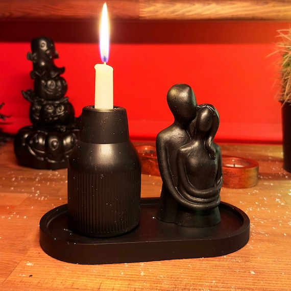 Concrete Candlestick Holder & Vase - Perfect Housewarming or Holiday Gift, Small Home Decor, Mini Candlestick for Modern Home Decoration,15B