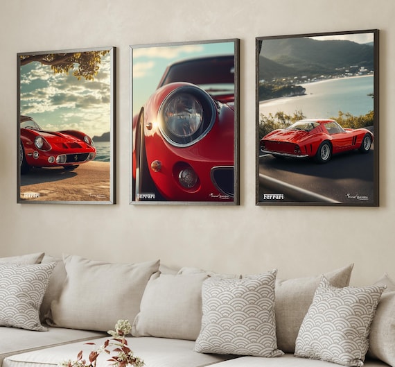 Ferrari Poster, set of 3 Car Poster, Wall Decor, 3 Piece Wall Art, Digital Download | Perfect for Car Lovers and Auto Enthusiasts