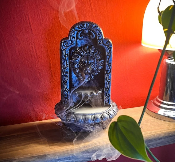 Lion Backflow Incense Burner | animal backflow incense, houseawarming gift, home decor, small backflow incense burner, 15B
