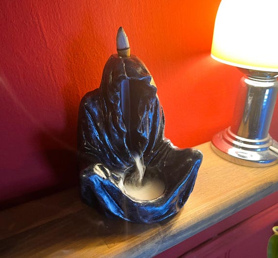 Spooky Backflow Incense Burner, Ghost Shaped Incense Holder | houseawarming gift, small backflow incense burner, spooky home decor, 15B