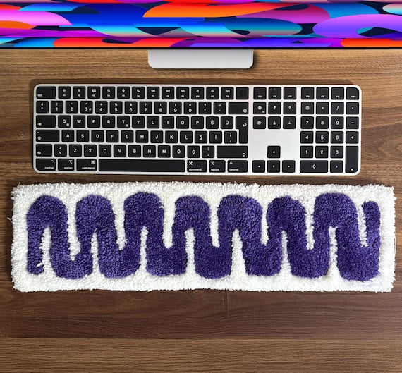 Tufted Keyboard Rug - Desktop Accessories | tufting home decor, housewarming gift, handmade keyboard pad, gift for her, gift for him